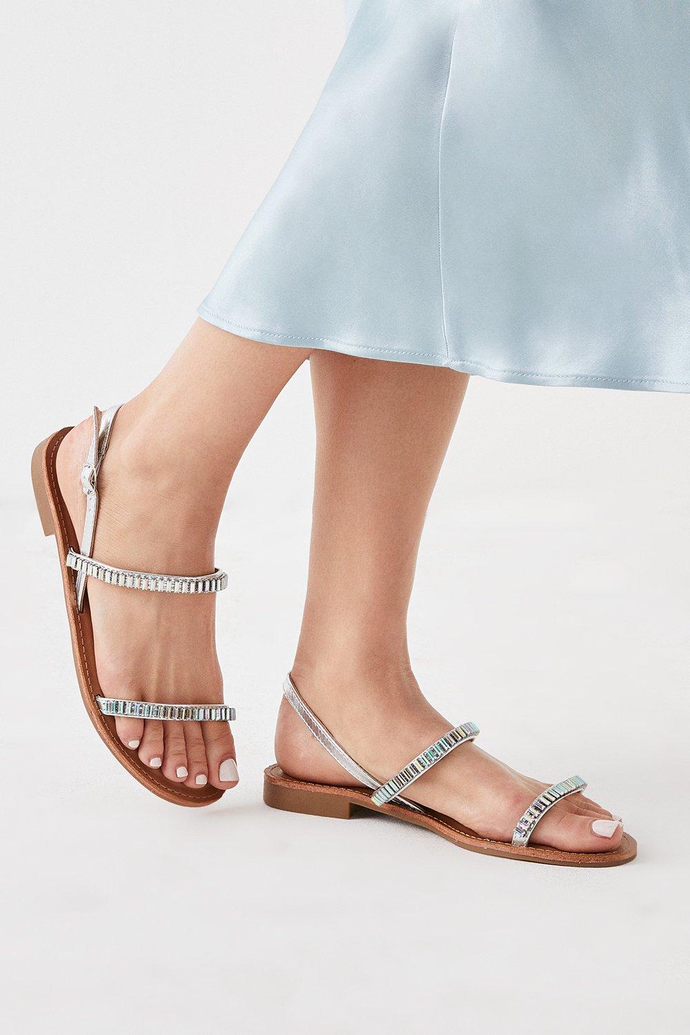 Womens Faith: Mimi Sparkly Barely There Flat Sandals