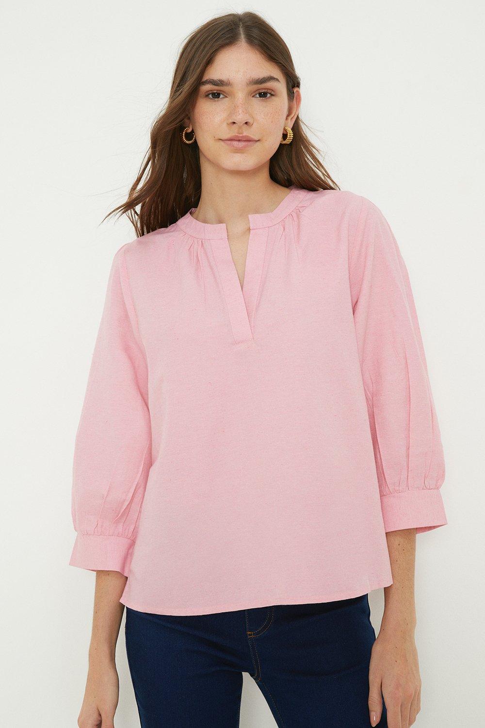 Women’s Overhead Cotton Poplin Shirt - pink - 12