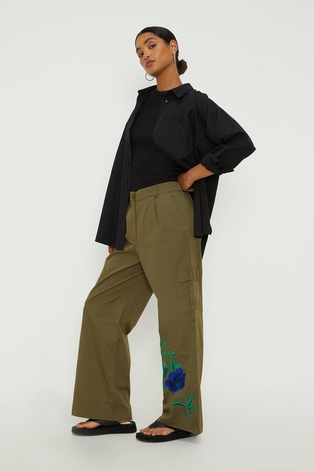 Womens Embroidered Cargo Trouser
