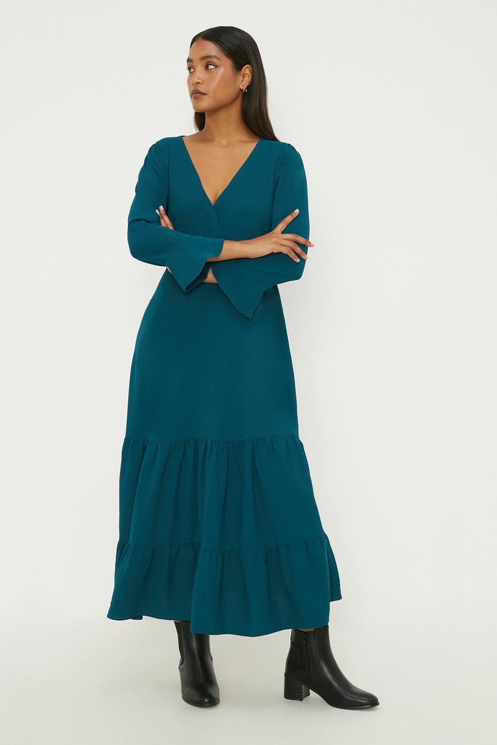 Ruffle hem 2025 long sleeve dress