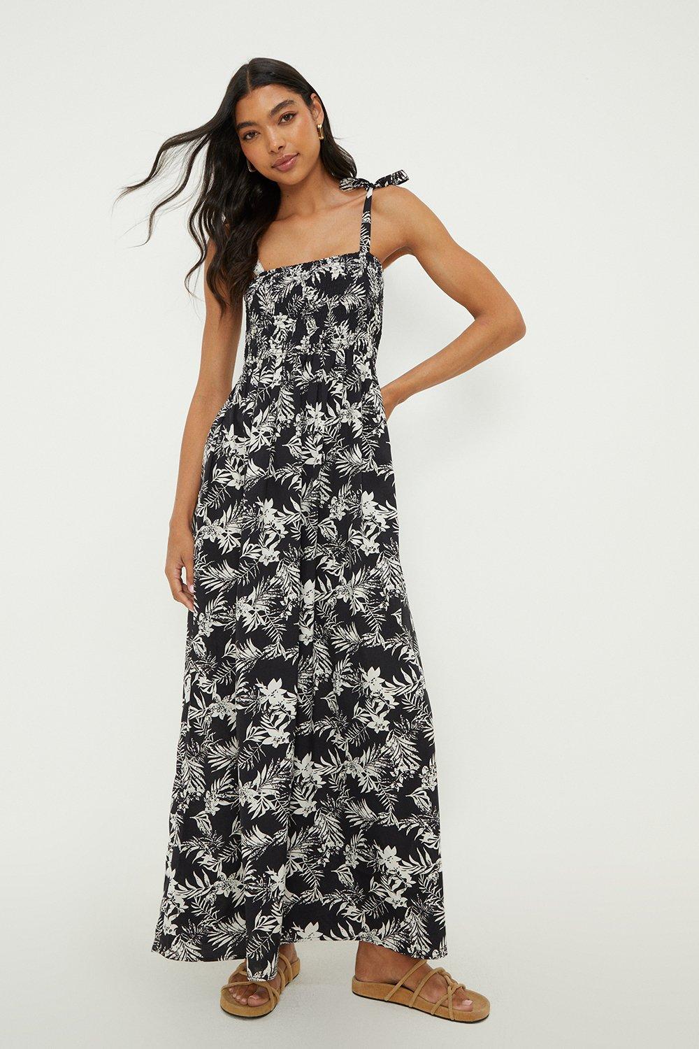 Dresses | Strappy Shirred Bodice Maxi Dress | Dorothy Perkins