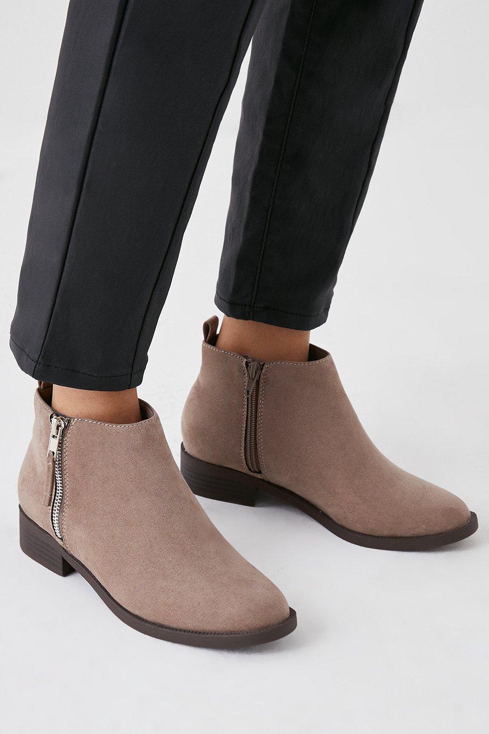 Women’s Madrid Zip Up Ankle Boots - taupe - 8