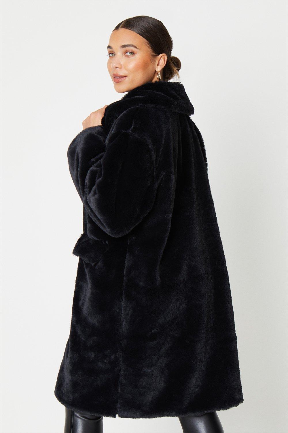 Dorothy perkins black hotsell swirl faux fur coat