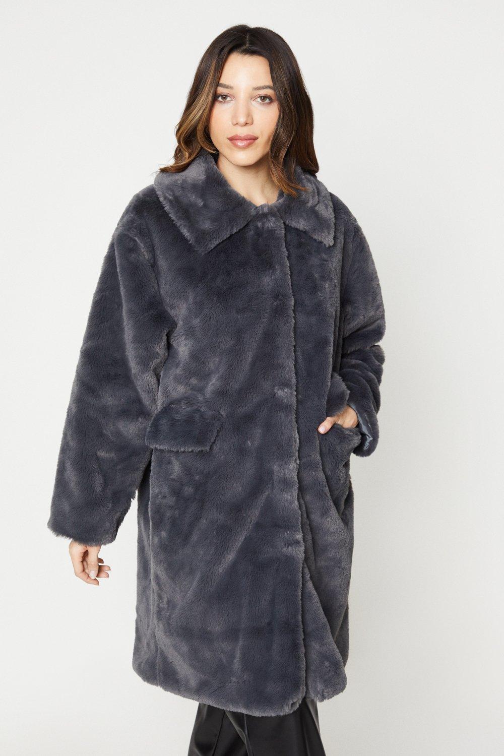 Dorothy perkins berry hot sale faux fur collar coat