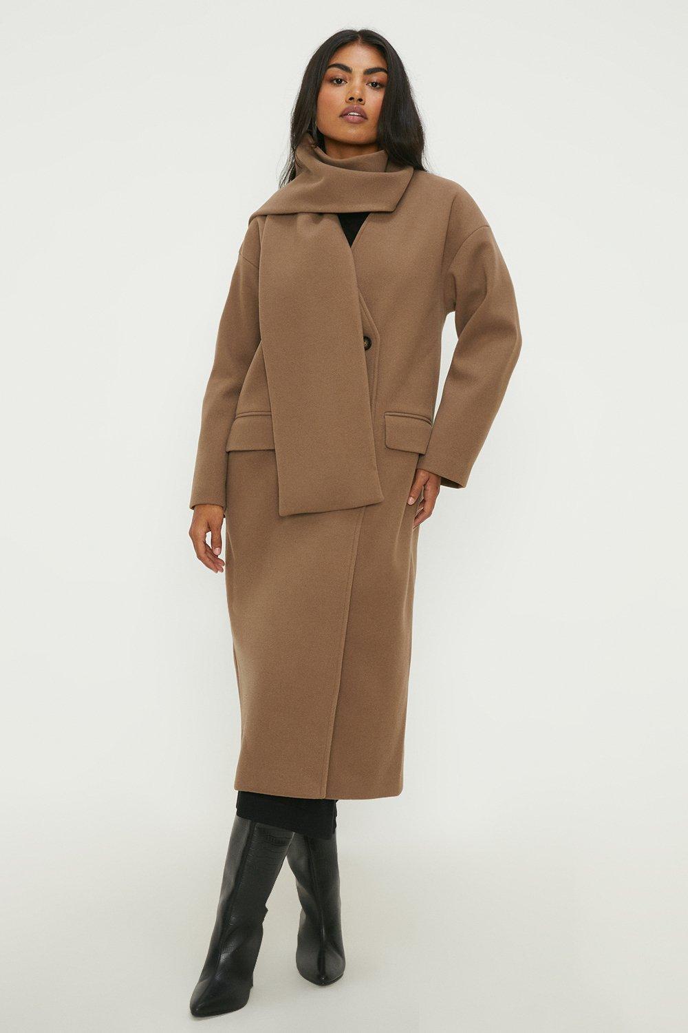 Women's Maxi Scarf Coat - mink - XS
