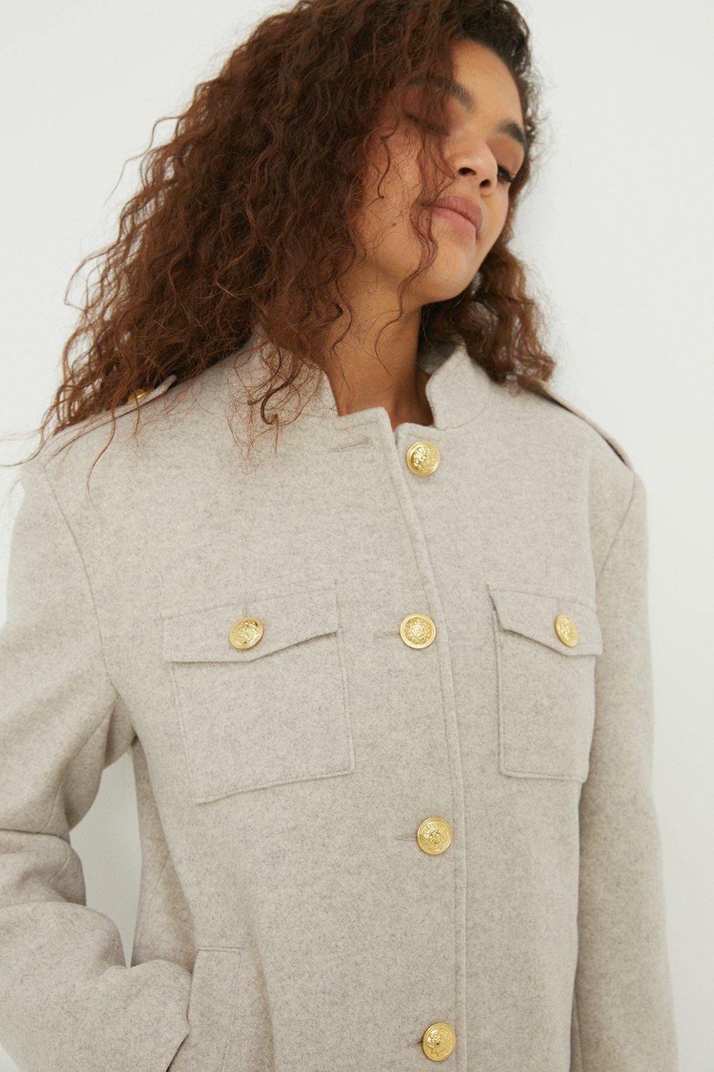 Military wool look clearance coat