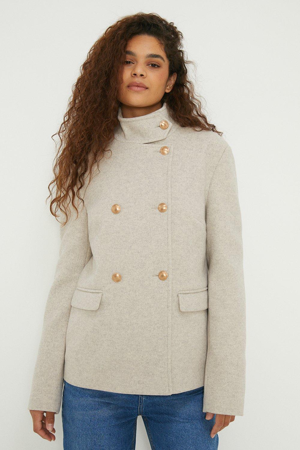 Short funnel neck coat sale