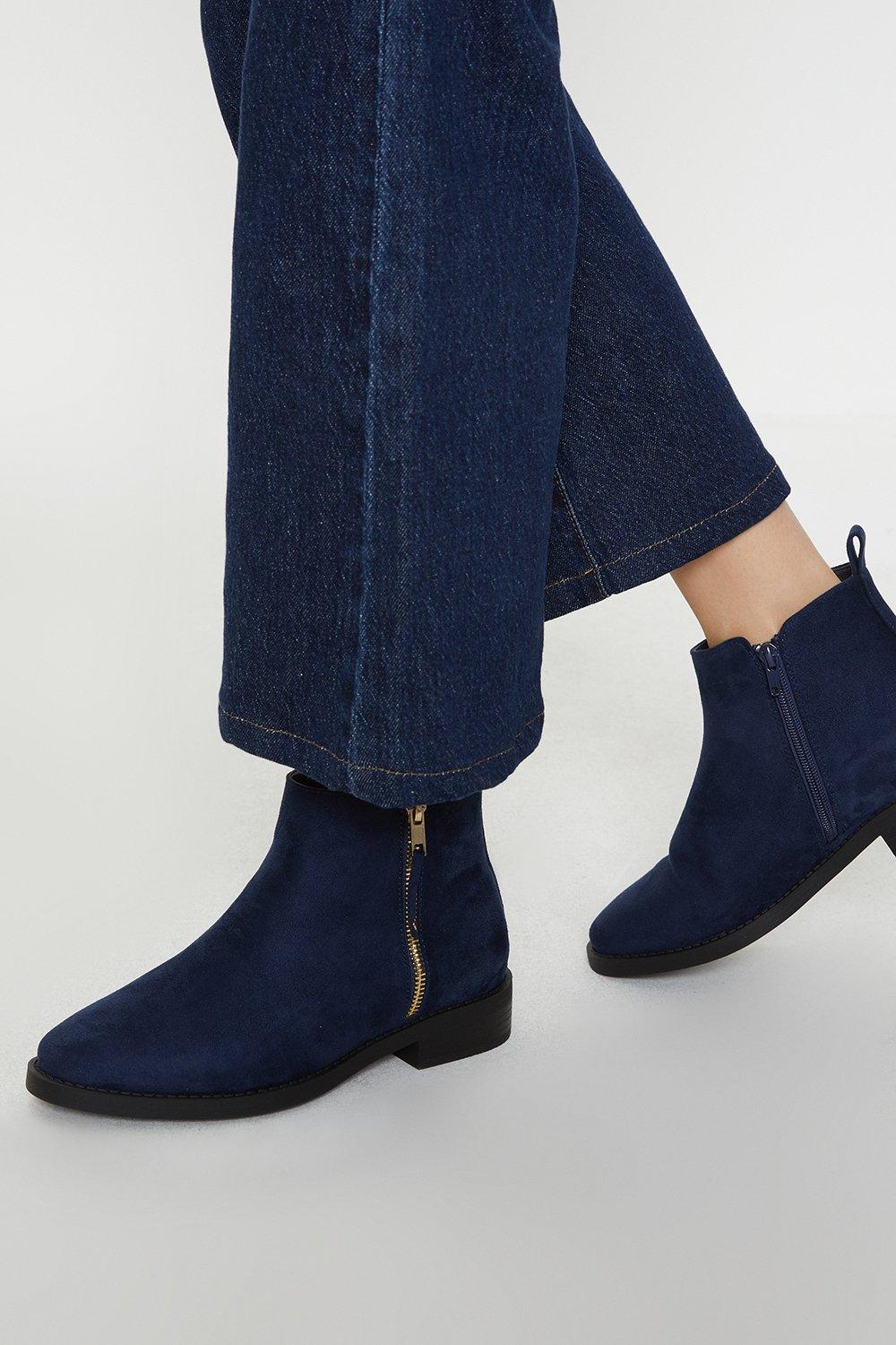 Navy boots deals wide fit