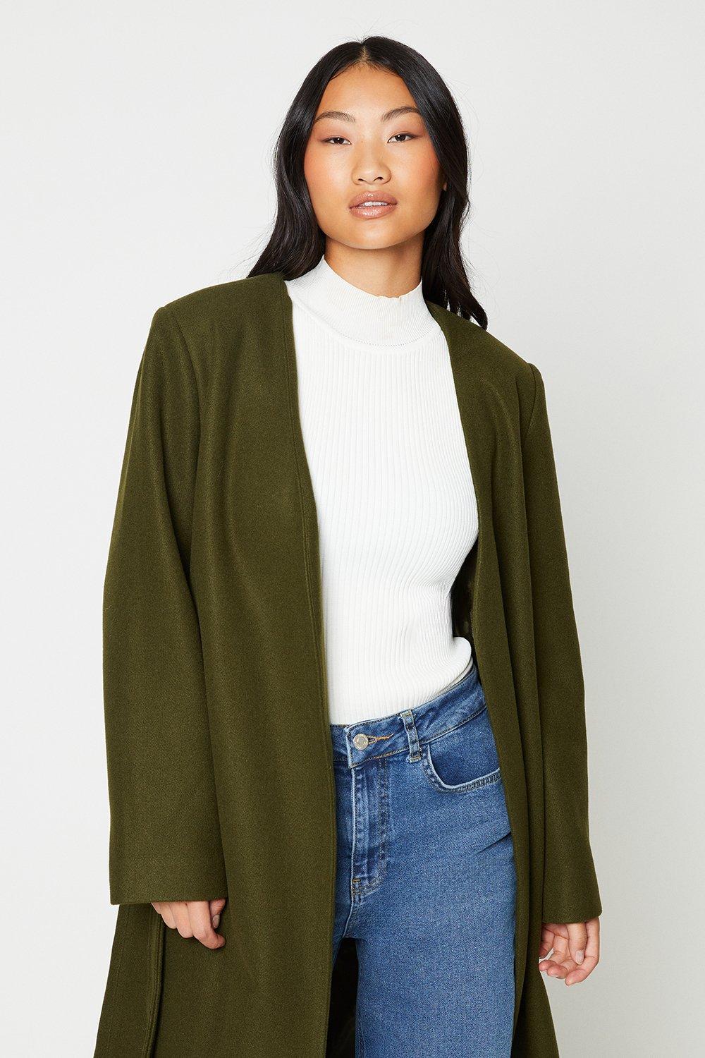 Petite collarless cheap coat