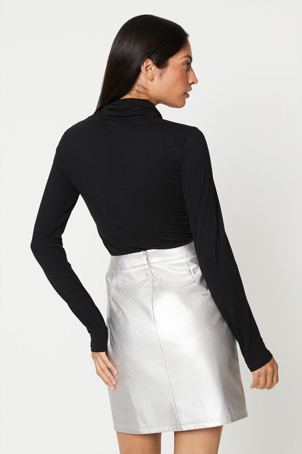 Skirts Metallic Faux Leather Mini Skirt Dorothy Perkins