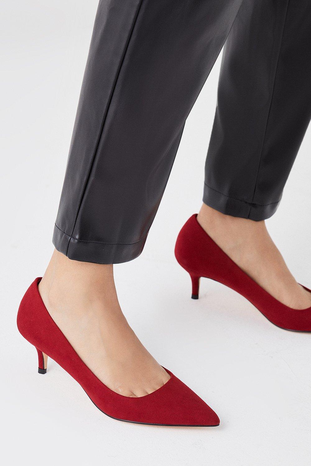 Women’s Dove Kitten Heel Court Shoes - dark red - 5