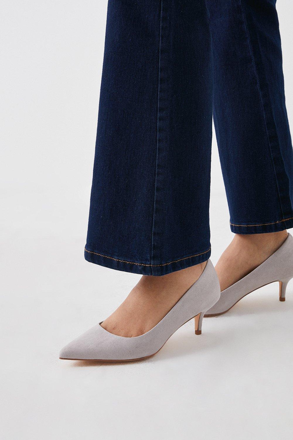 Grey kitten heel on sale pumps