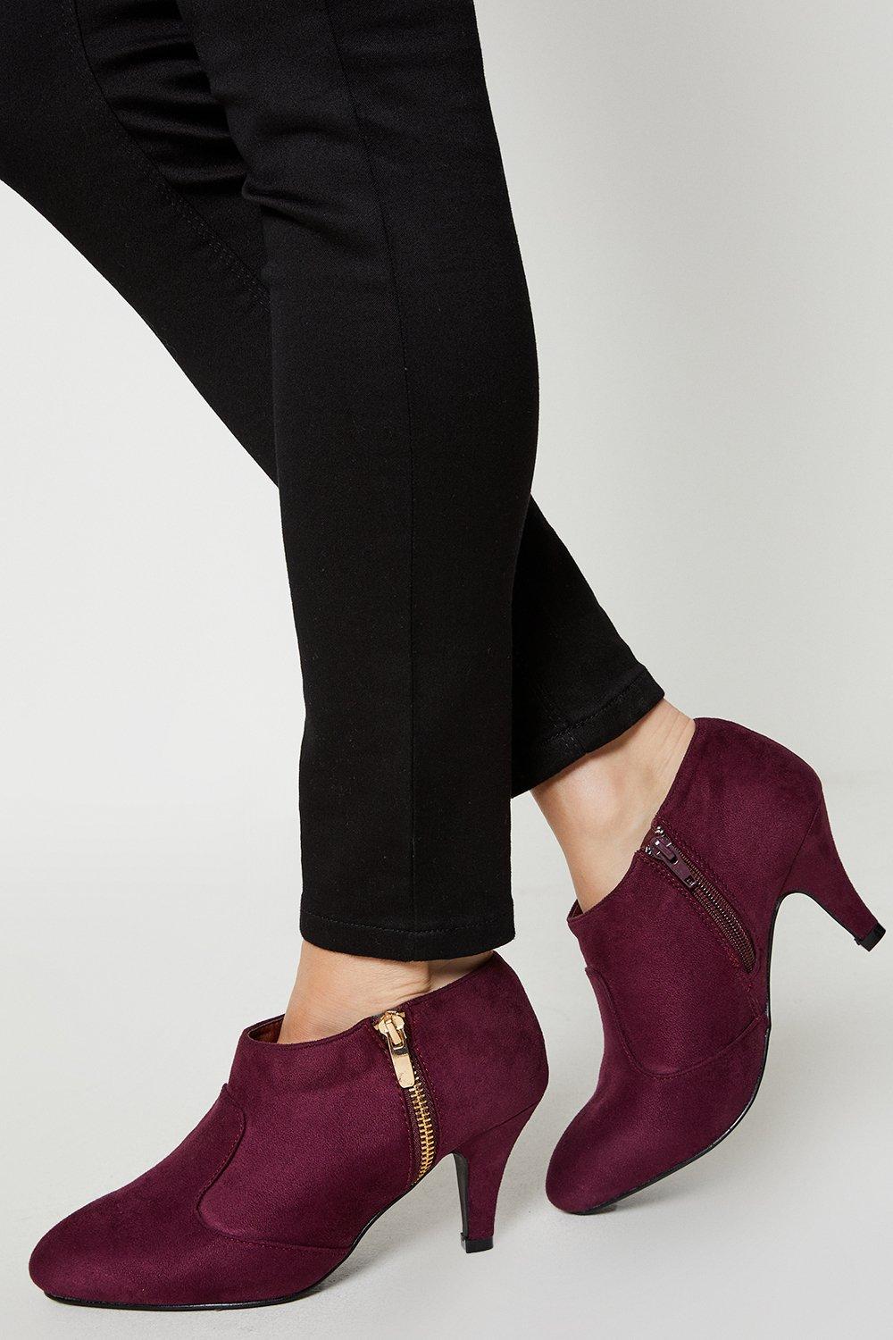 Women’s Good For The Sole: Wide Fit Marley Comfort Zip Heeled Ankle Boots - burgundy - 5