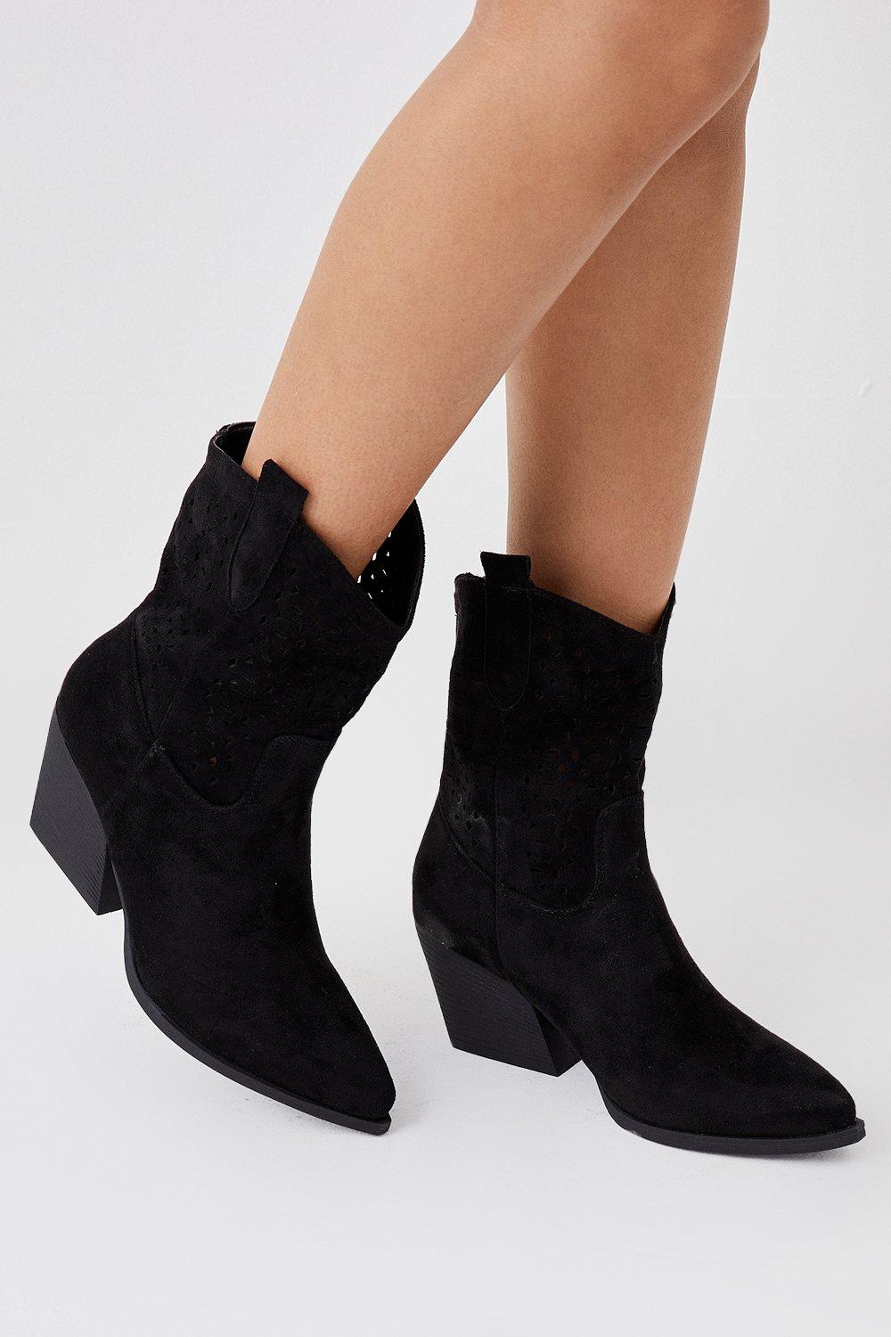 Womens Alicia Cut Out Western Calf Boots