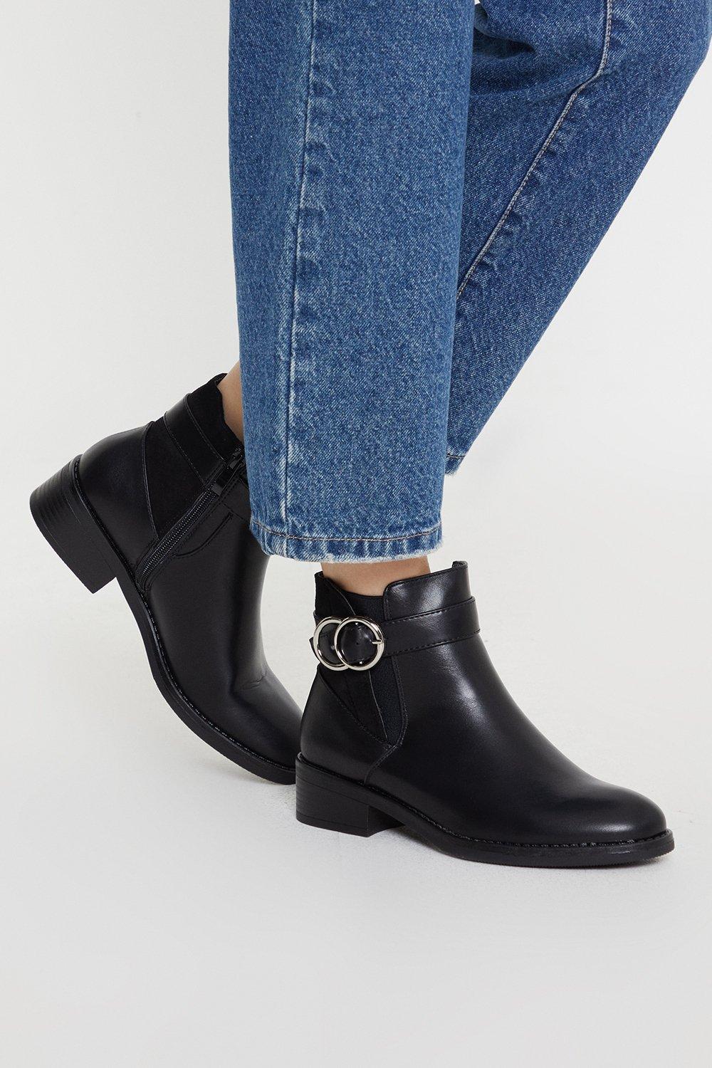 Women's Martha Buckle Chelsea Boots - black - 8