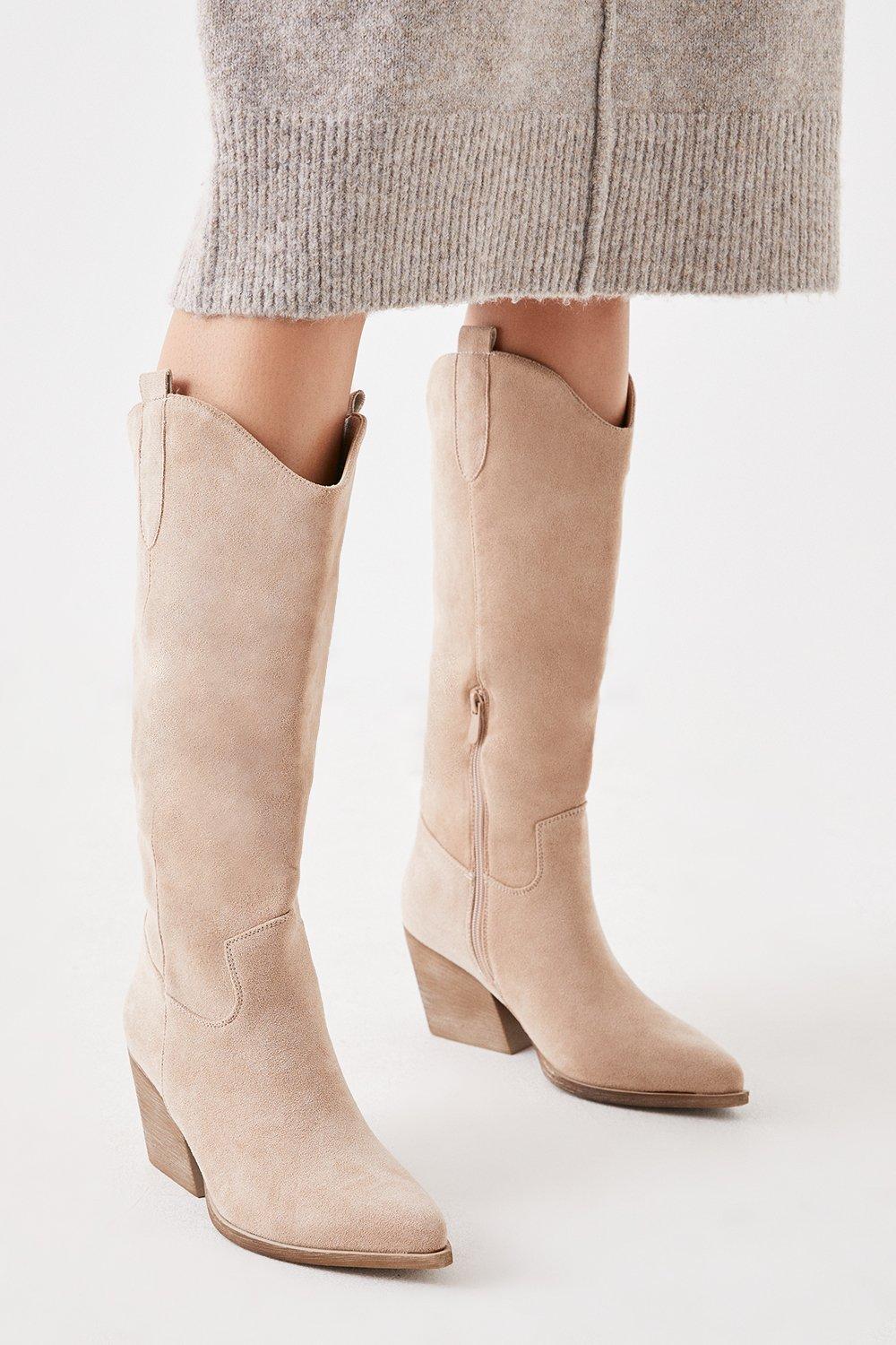 Women’s Kacey Clean Knee High Western Boots - beige - 4