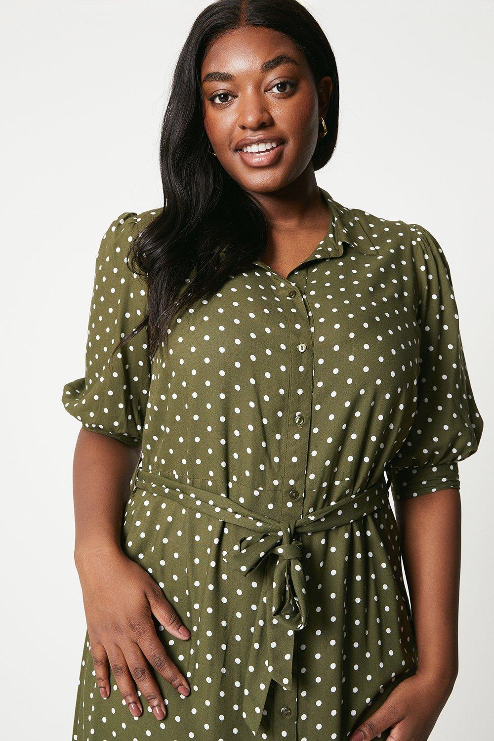 Green polka cheap dot shirt dress