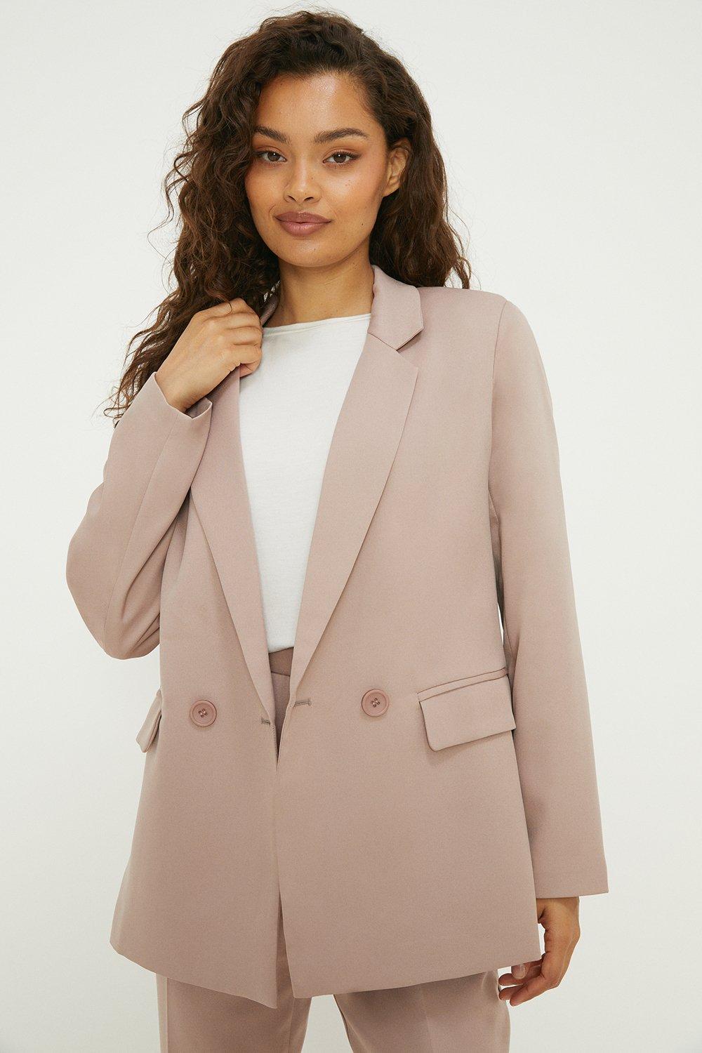 Women’s Petite Double Breasted Blazer - taupe - 14