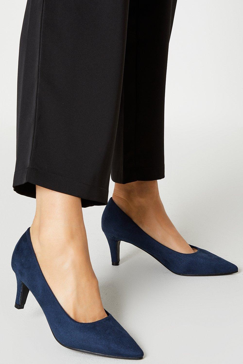 Navy blue kitten heel best sale court shoes