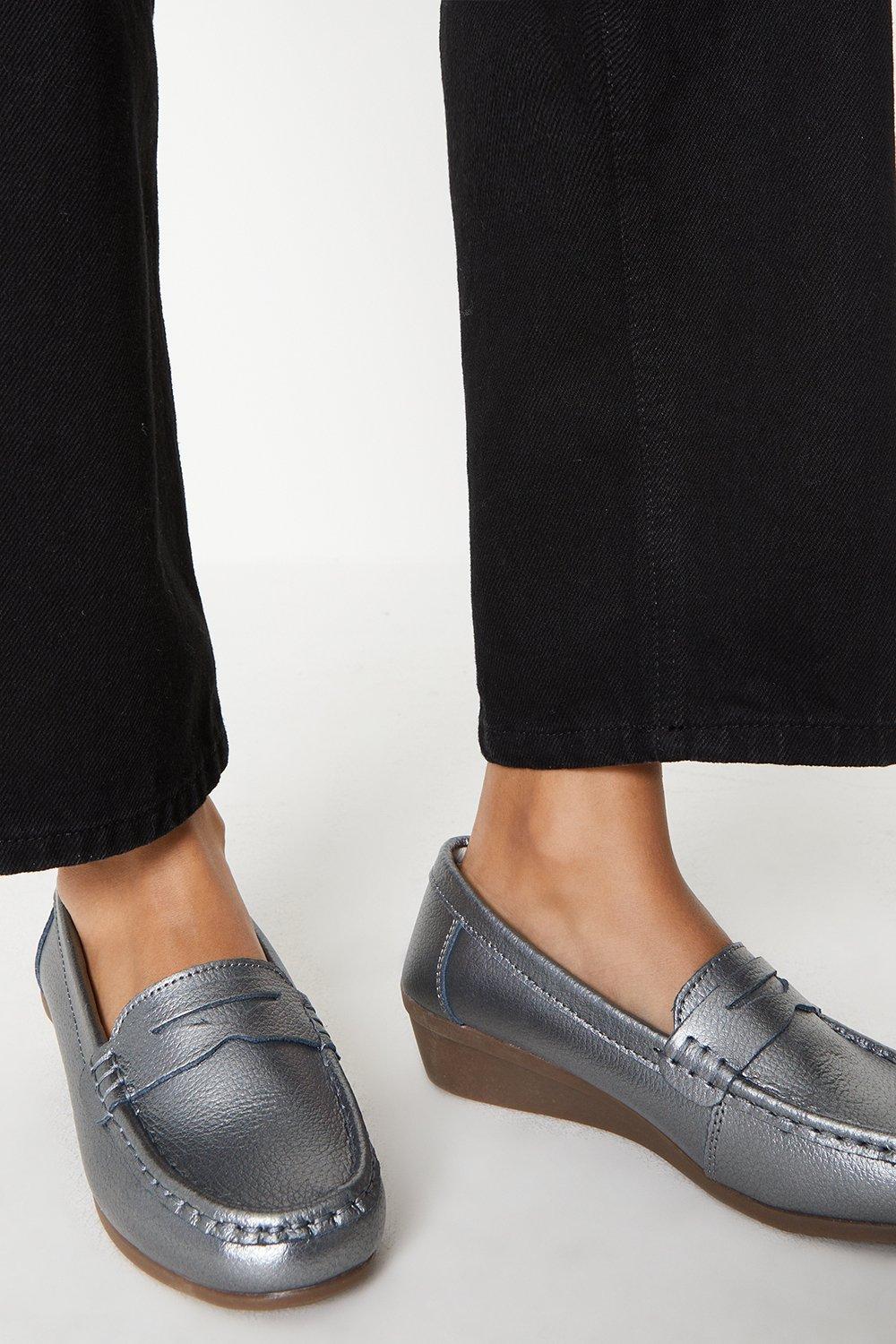 Women’s Good For The Sole: Niamh Wide Fit Leather Comfort Loafers - pewter - 7
