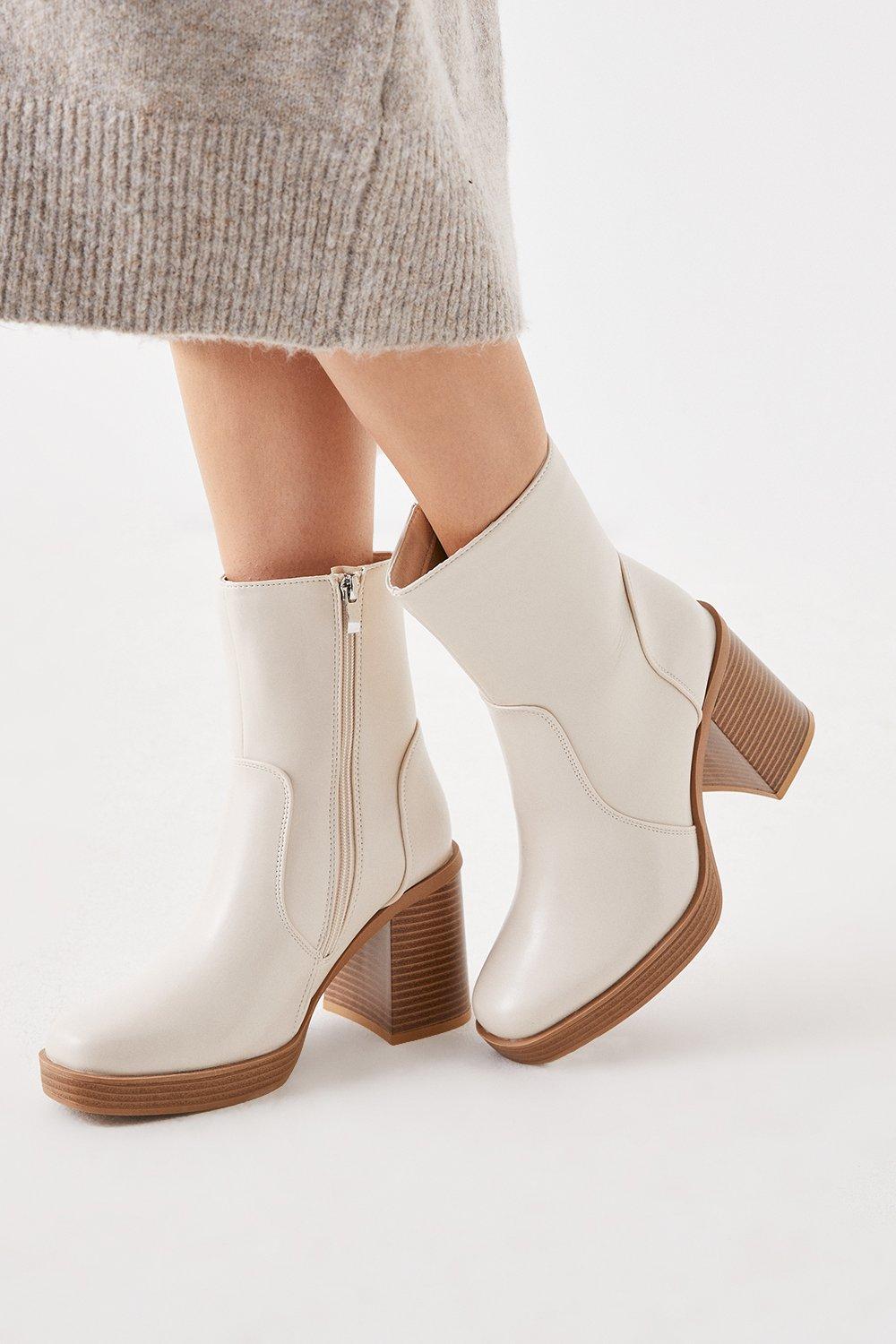 Women's Faith: Aria Platform Ankle Boots - cream - 4