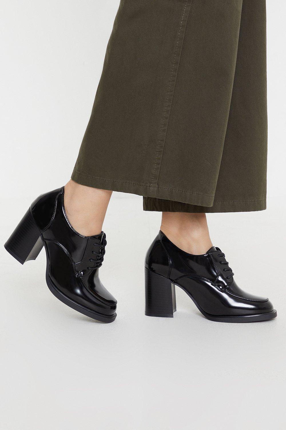 Women’s Principles: Lara Front Lace Up High Block Heel Shoe - true black - 5