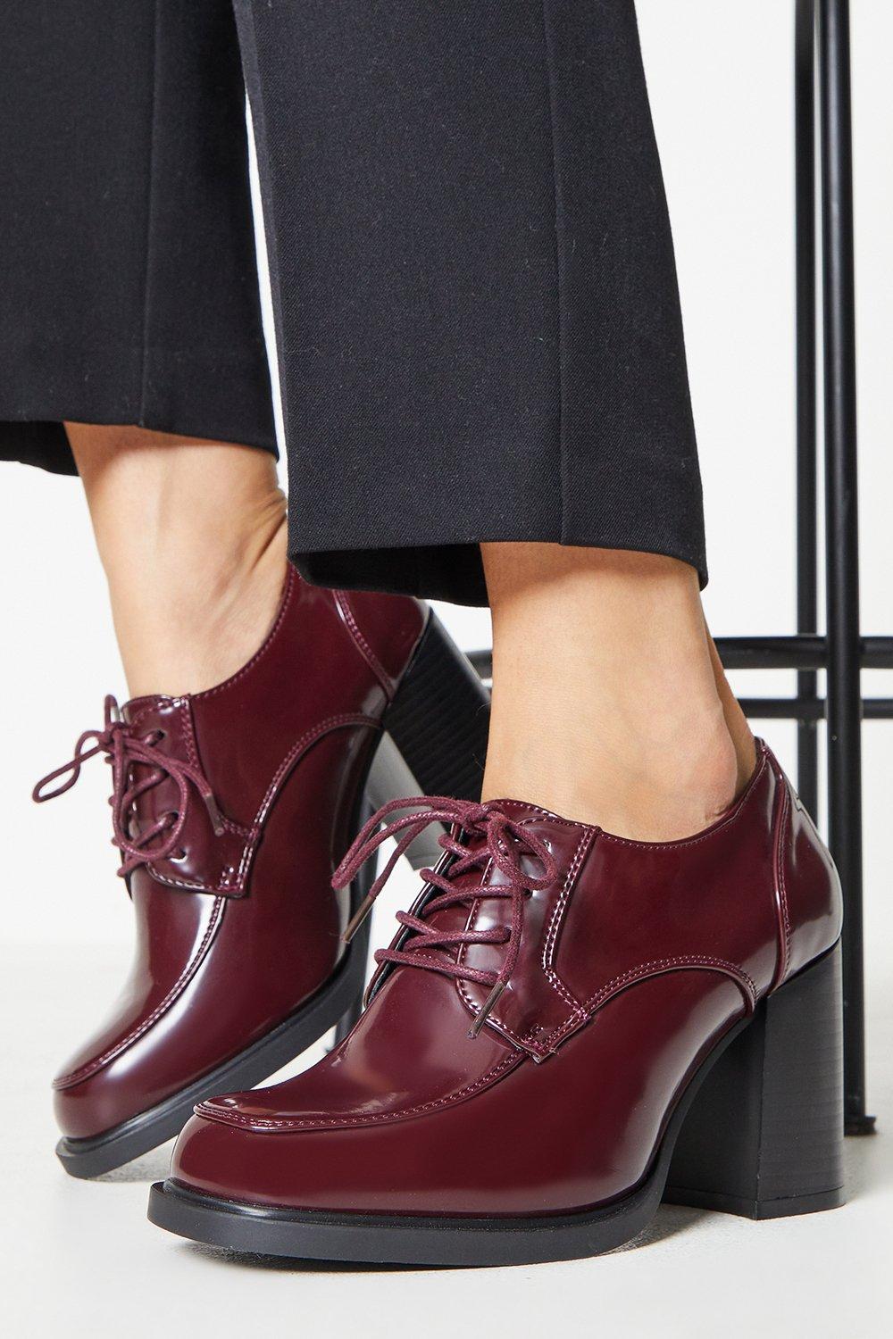 Women’s Principles: Lara Front Lace Up High Block Heel Shoe - wine - 6