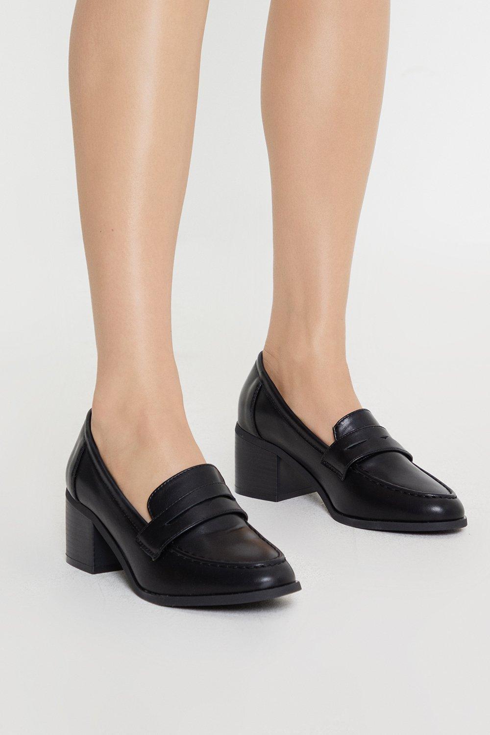 Women's Lora Heeled Loafers - black - 4