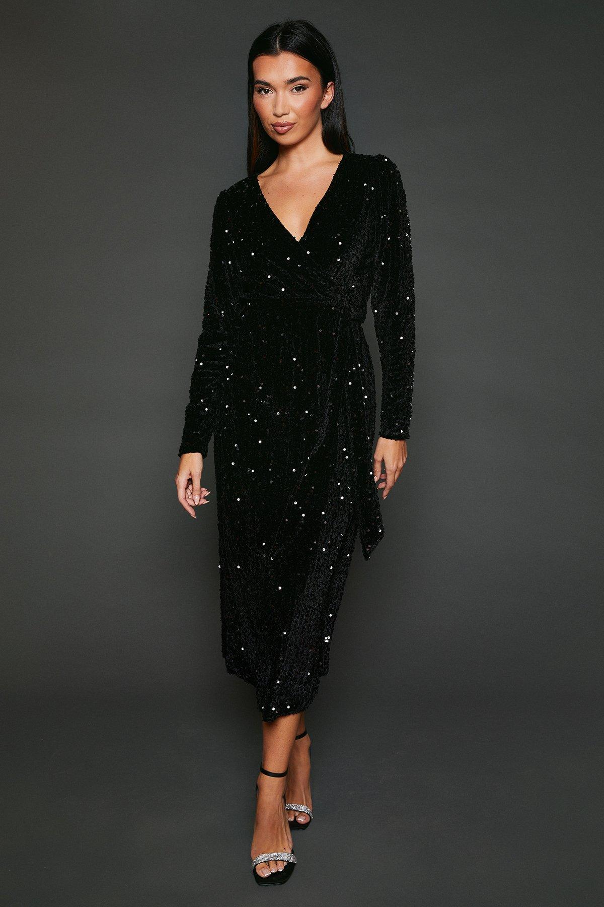 Warehouse velvet best sale star embellished dress