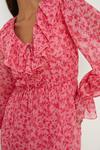 Dorothy Perkins Pink Floral Chiffon Ruffle Midi Dress thumbnail 3
