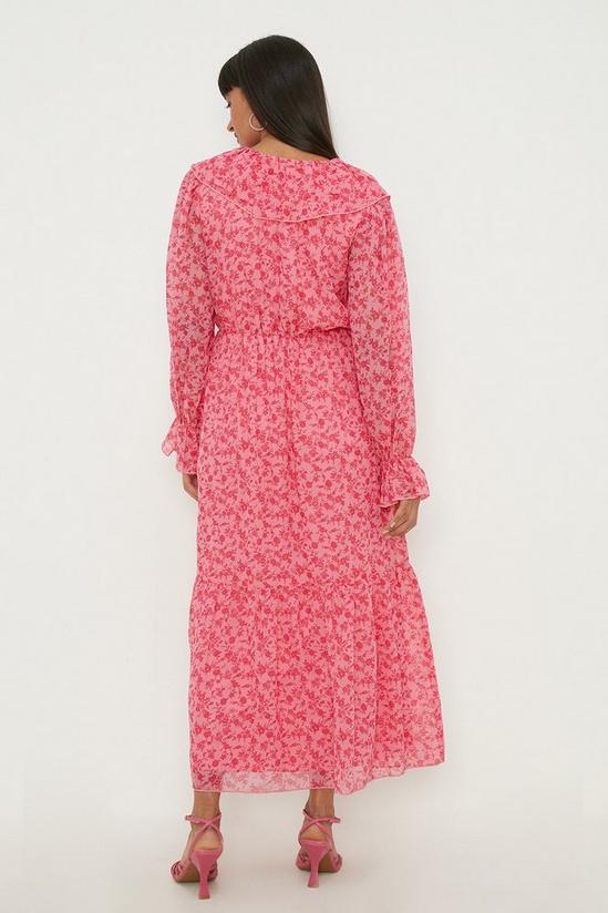 Dorothy Perkins Pink Floral Chiffon Ruffle Midi Dress 4