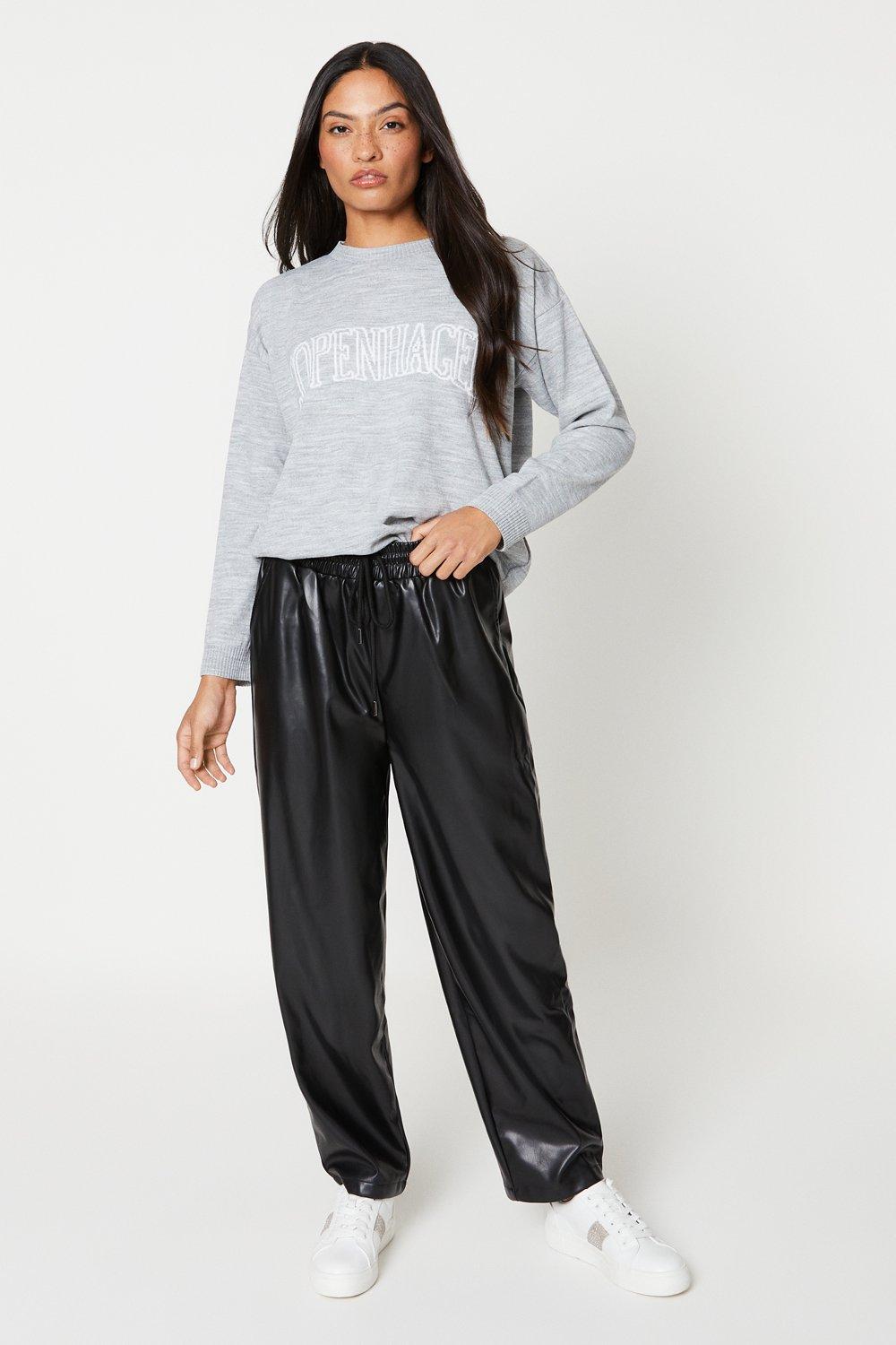 Women's Slogan Knitted Jumper - light grey - XL