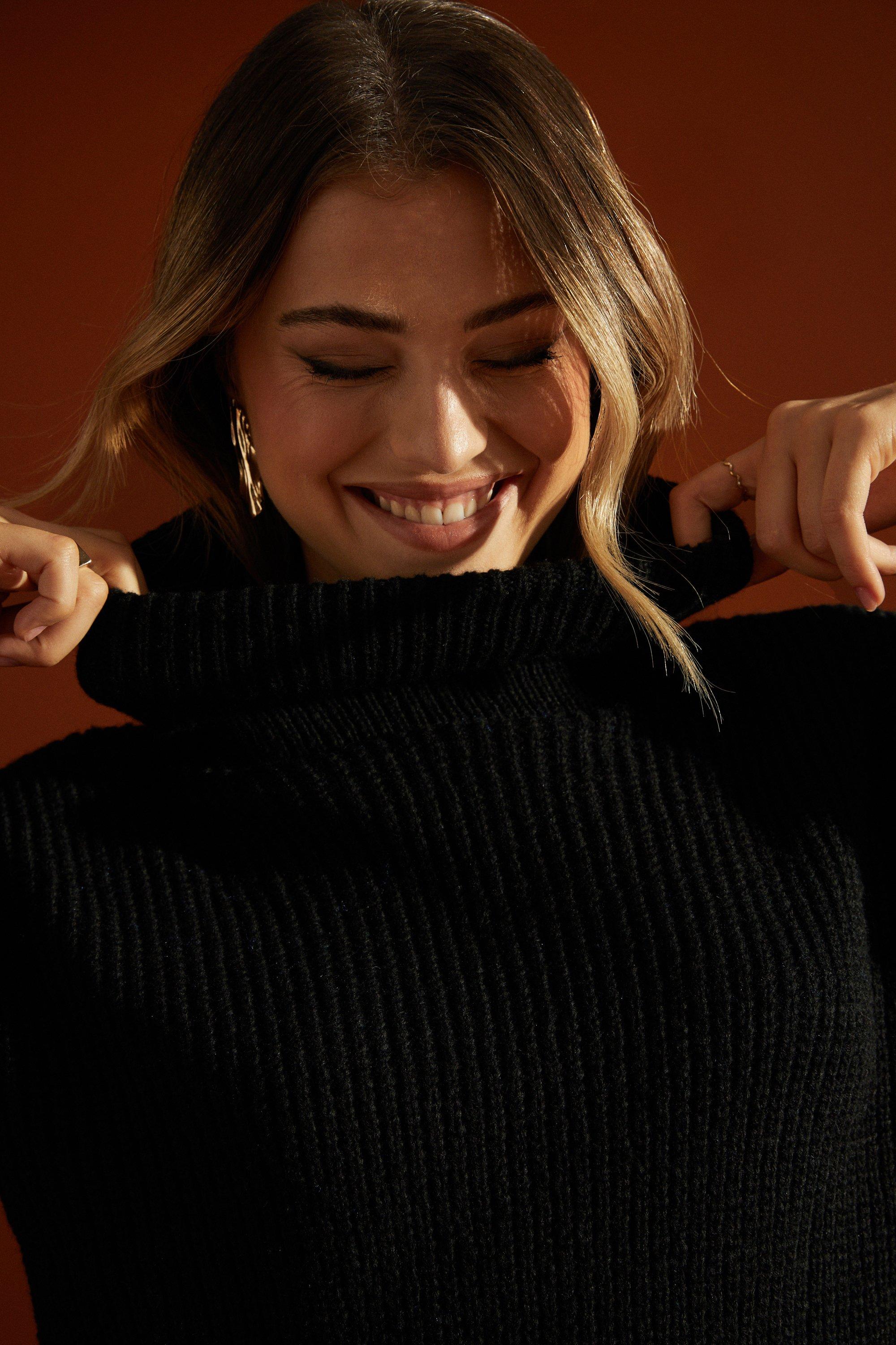 Jumpers & Cardigans, Longline Roll Neck Chunky Jumper