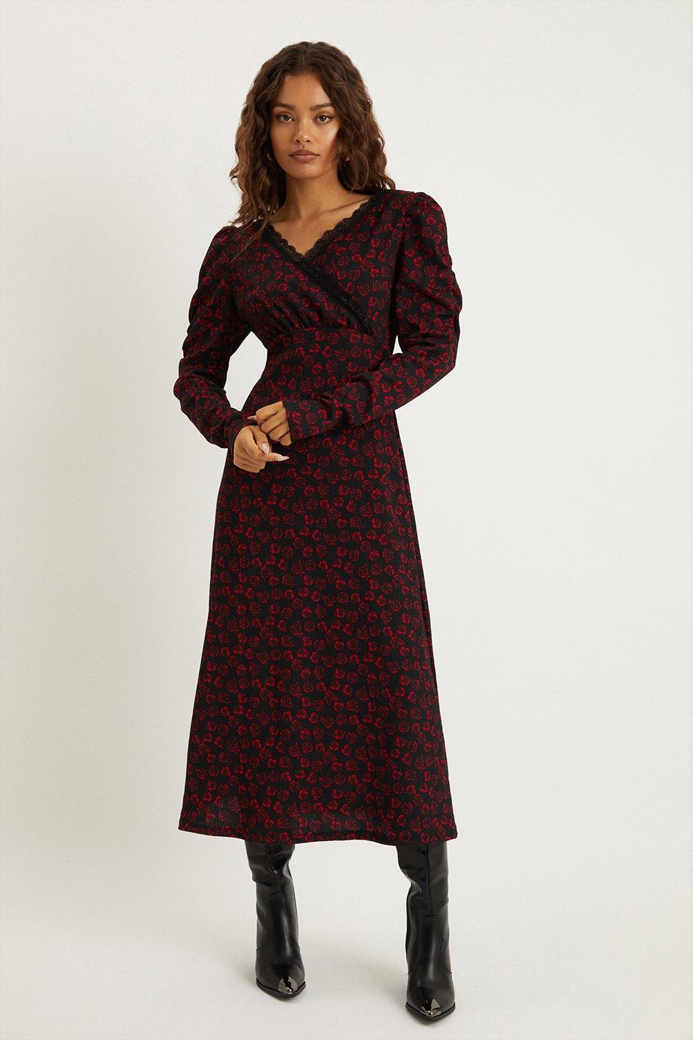 Petite red best sale wrap dress