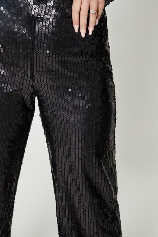 BLACK SEQUIN WIDE LEG TROUSERS – Continental Textiles