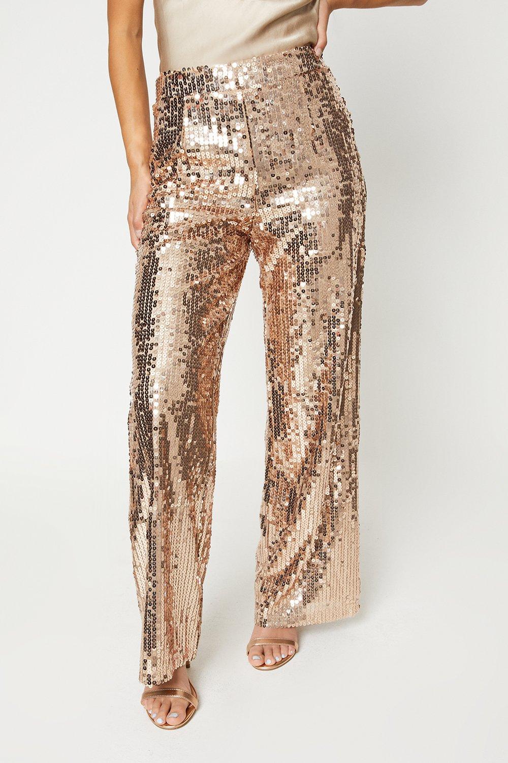 Trousers Petite Sequin Wide Leg Trousers Dorothy Perkins