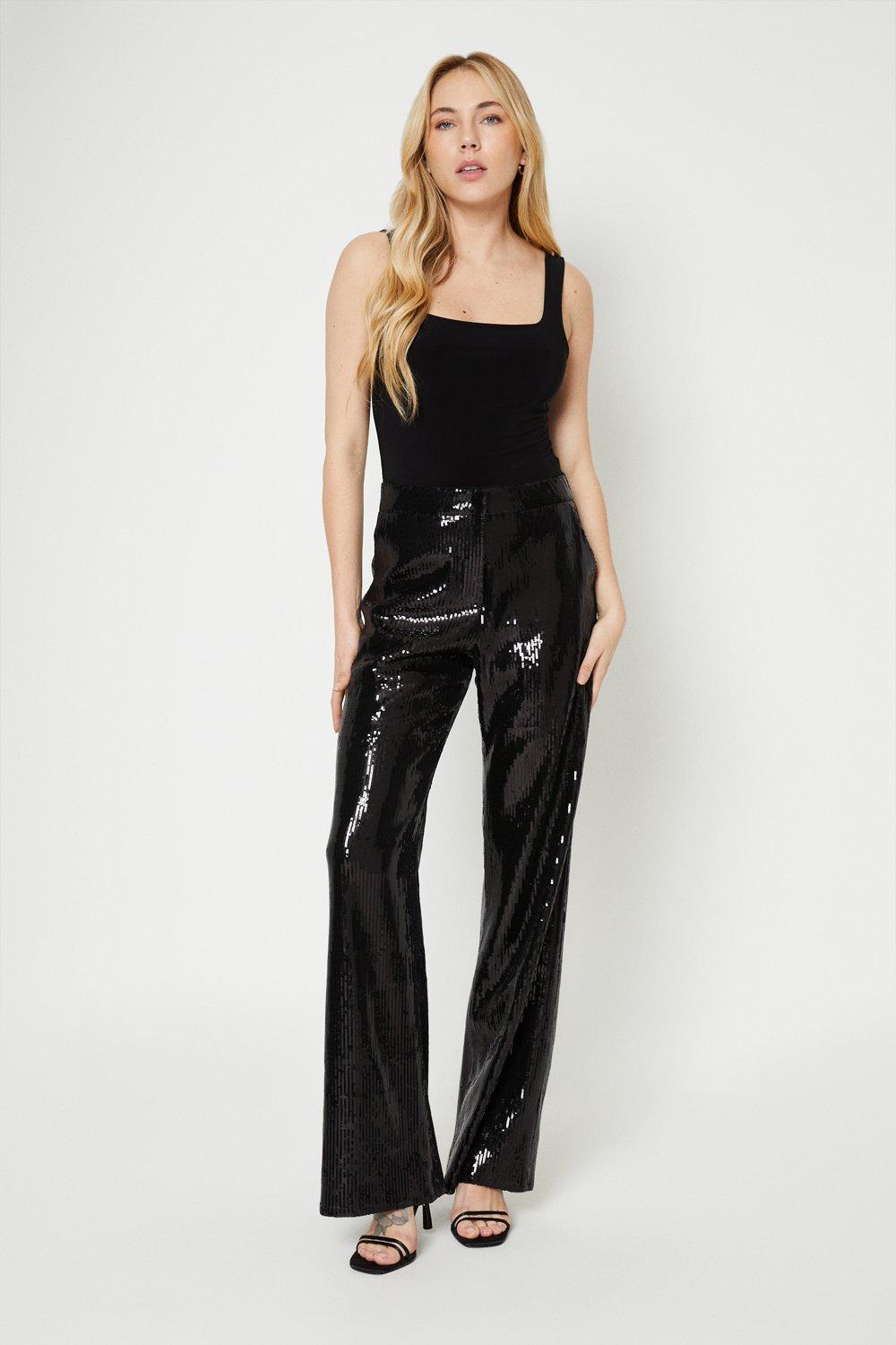 Womens Tall Sequin Wide Leg Trousers