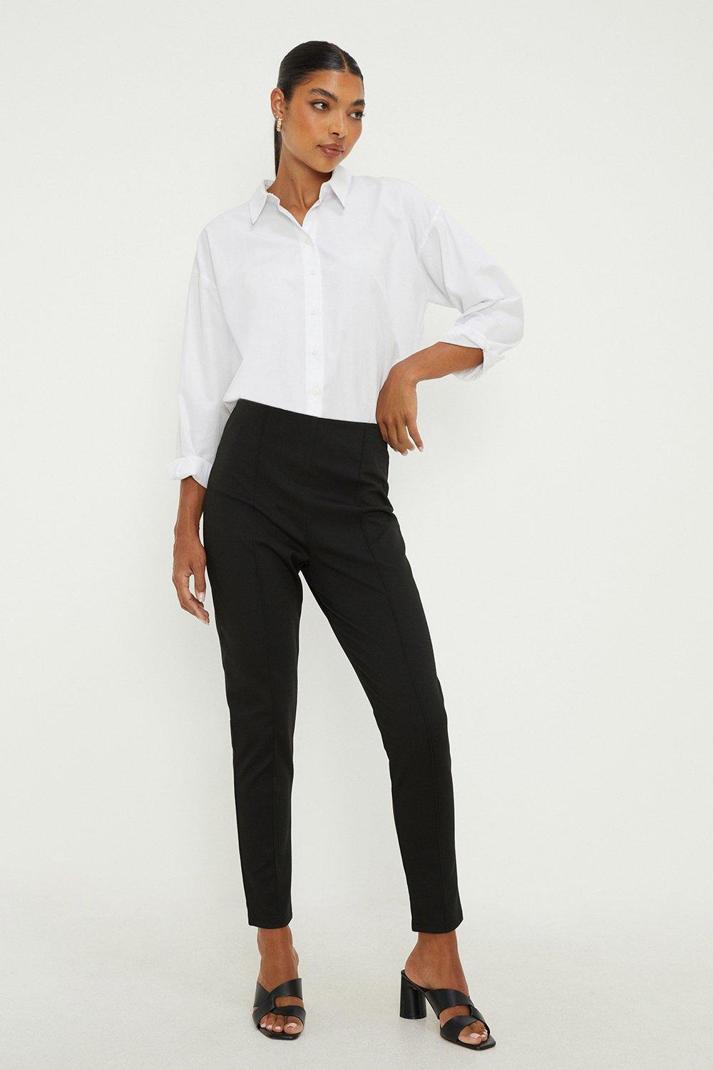 Women's Ponte Pintuck Seam Detail Trouser - black - L