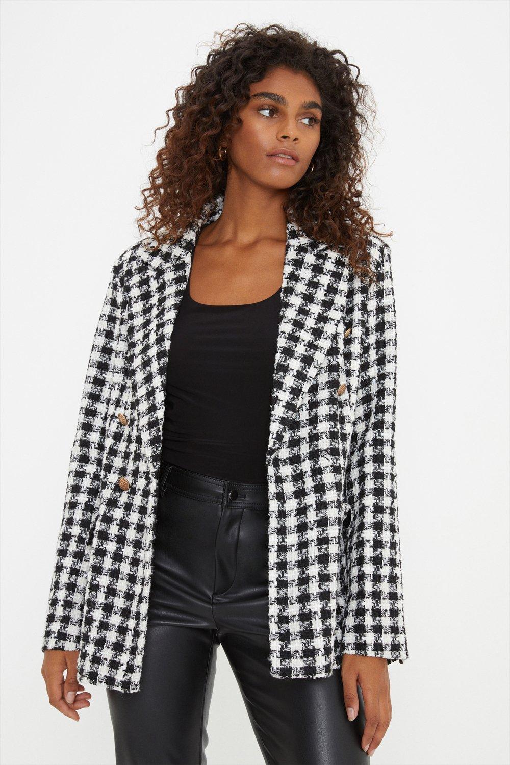 Suits | Dogtooth Double Breasted Blazer | Dorothy Perkins