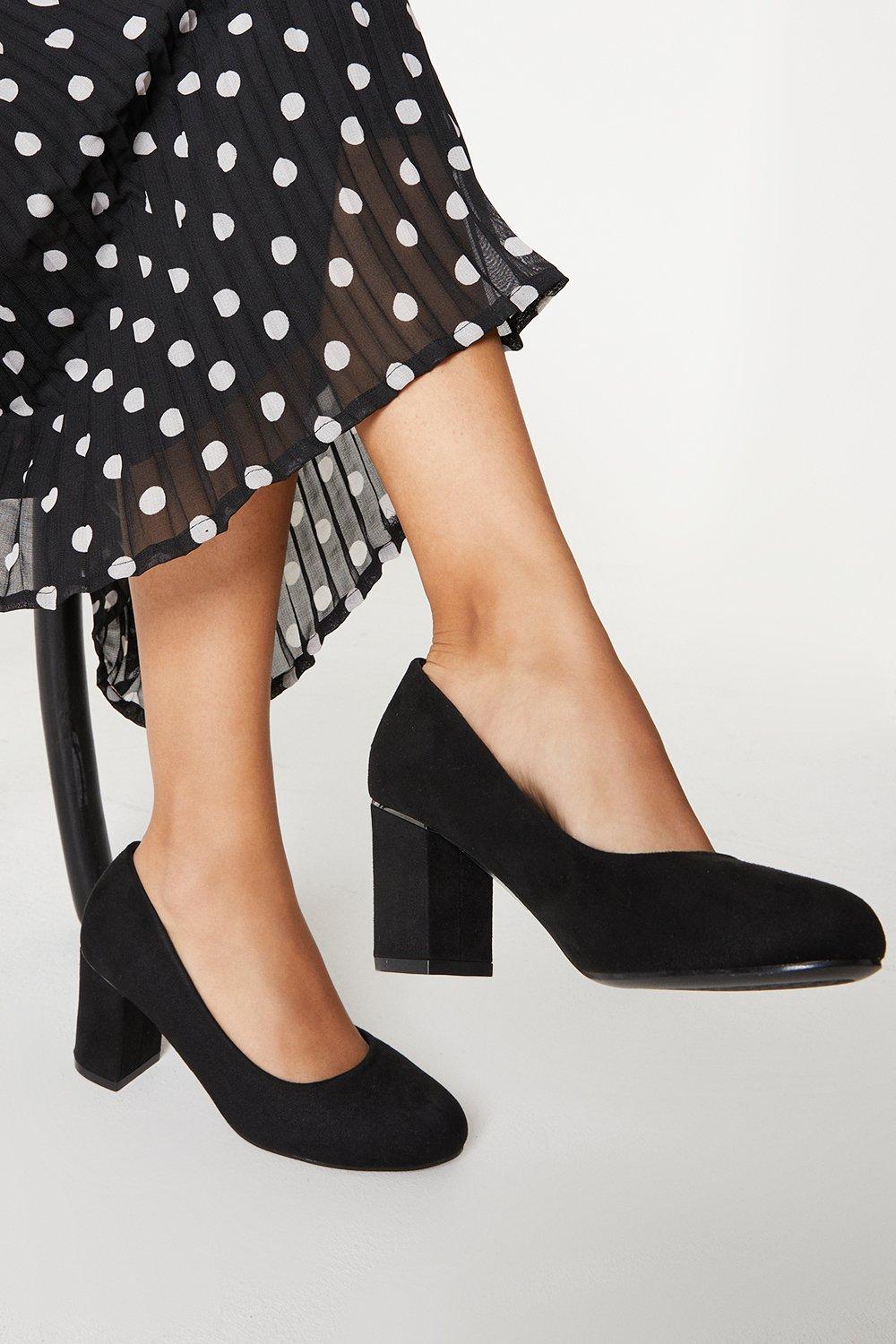 Women's Elsa Block Heel Court Shoes - natural black - 6