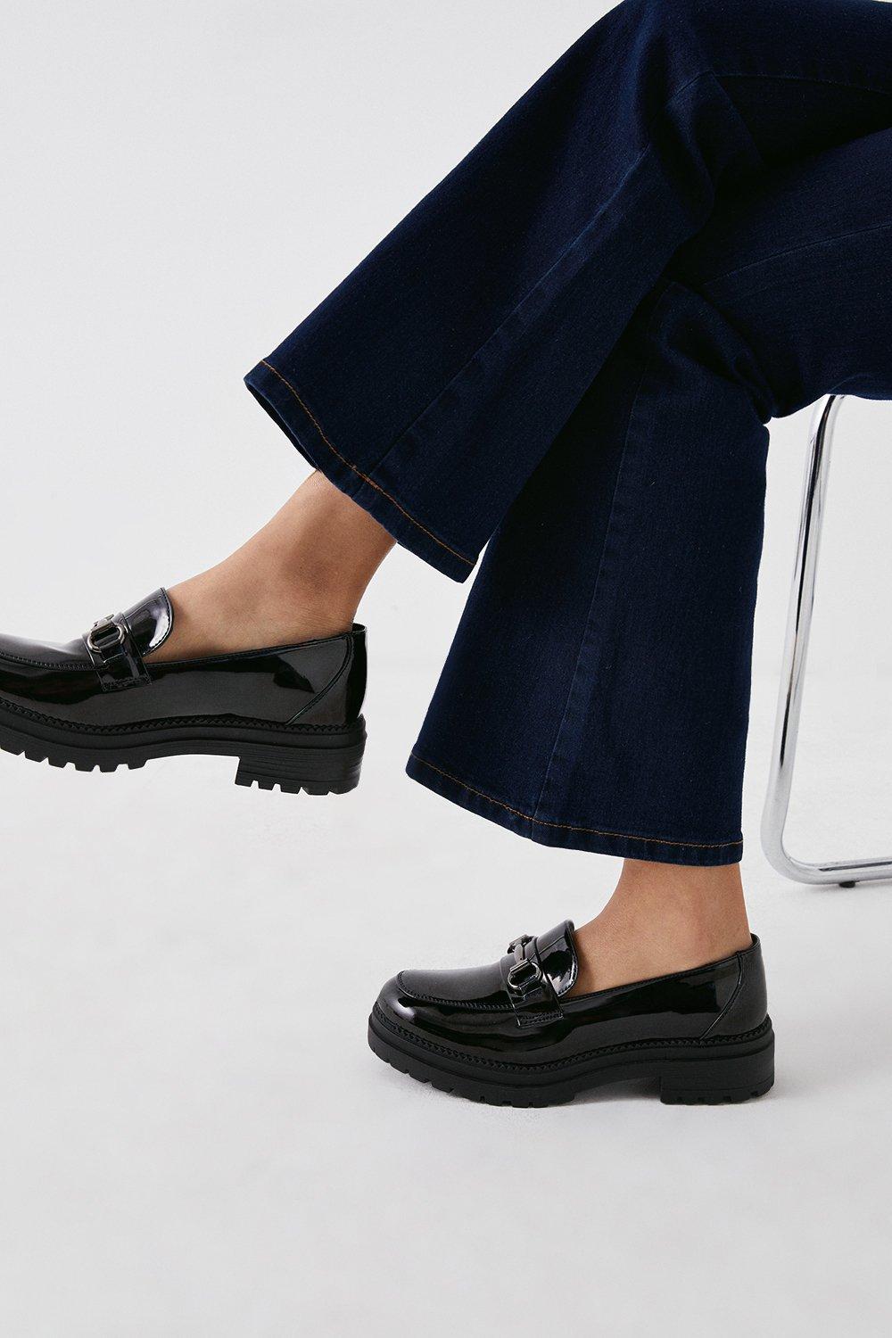 Women's Liza Chunky Patent Trim Loafers - true black - 8