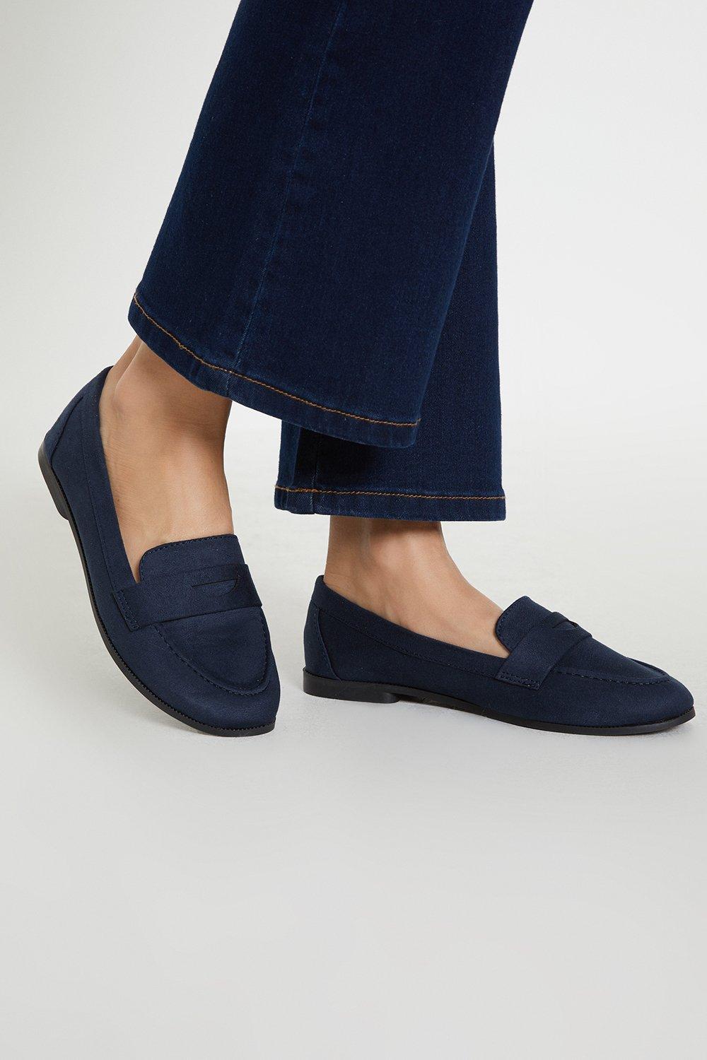 Women’s Wide Fit Lana Penny Loafers - navy - 5