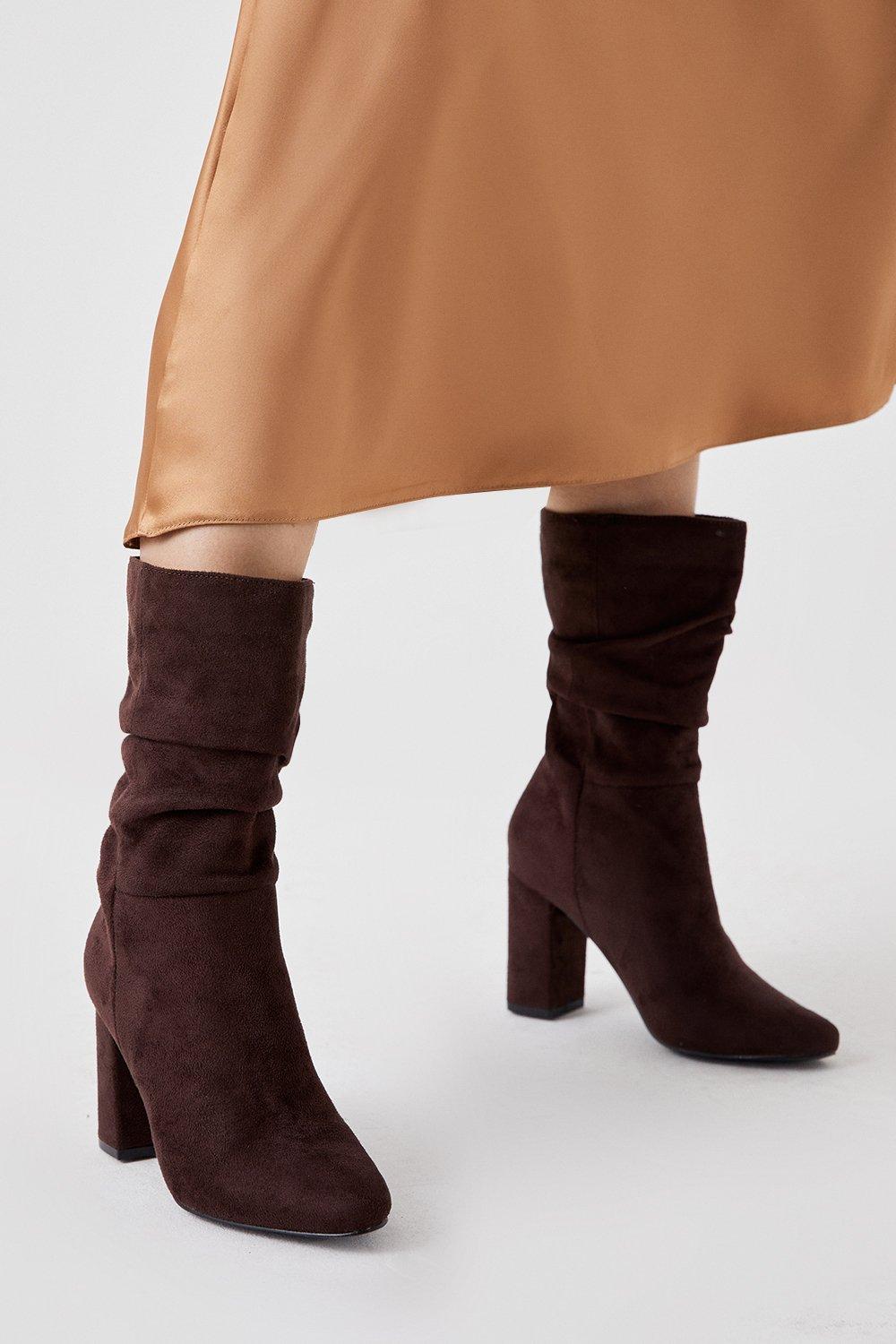 Women’s Kal Ruched Calf Boots - brown - 4