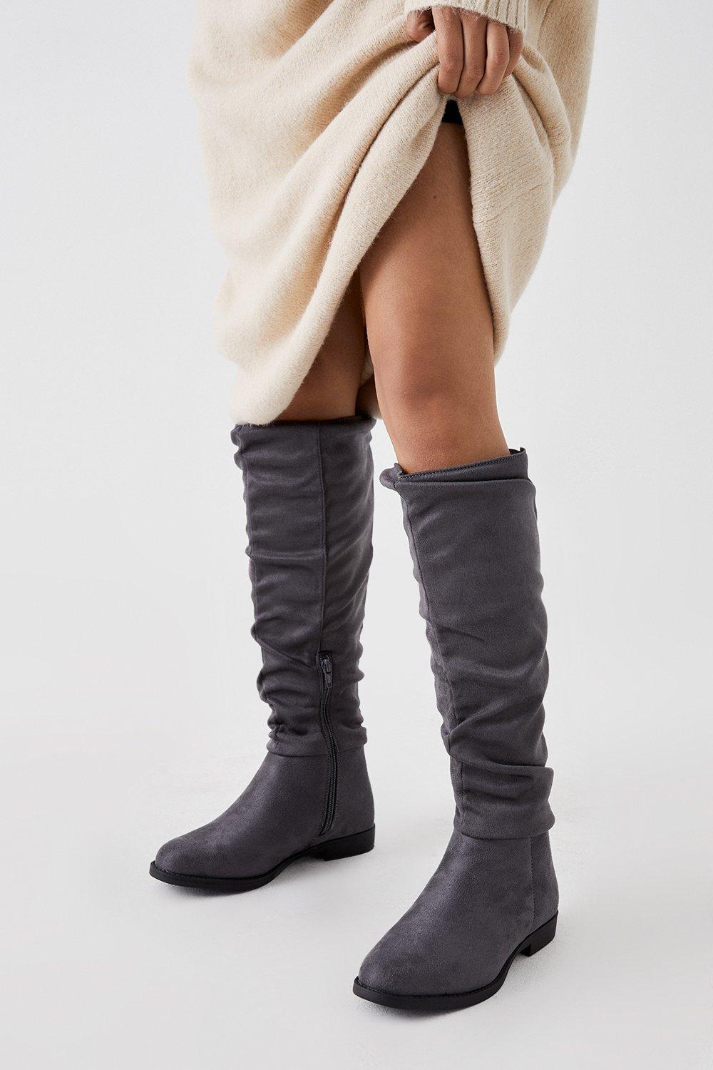 Women’s Karina Flat Ruched Boots - grey - 8