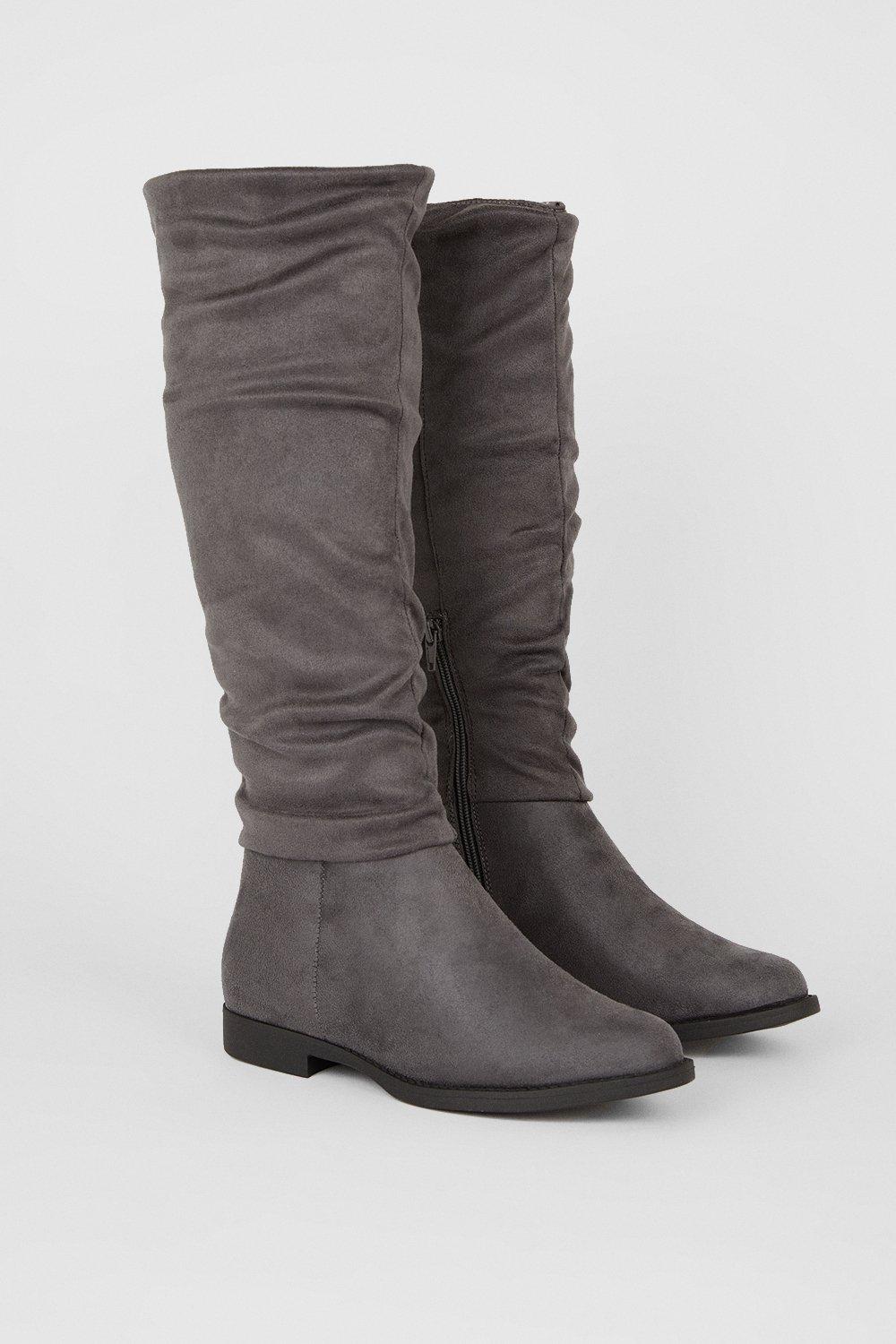 Grey ruched outlet boots