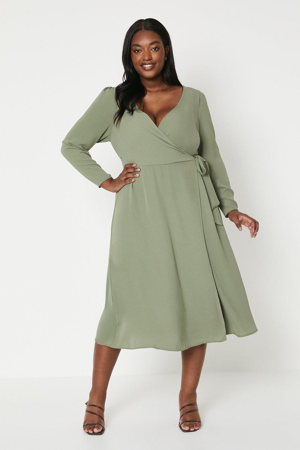 Curve wrap midi clearance dress