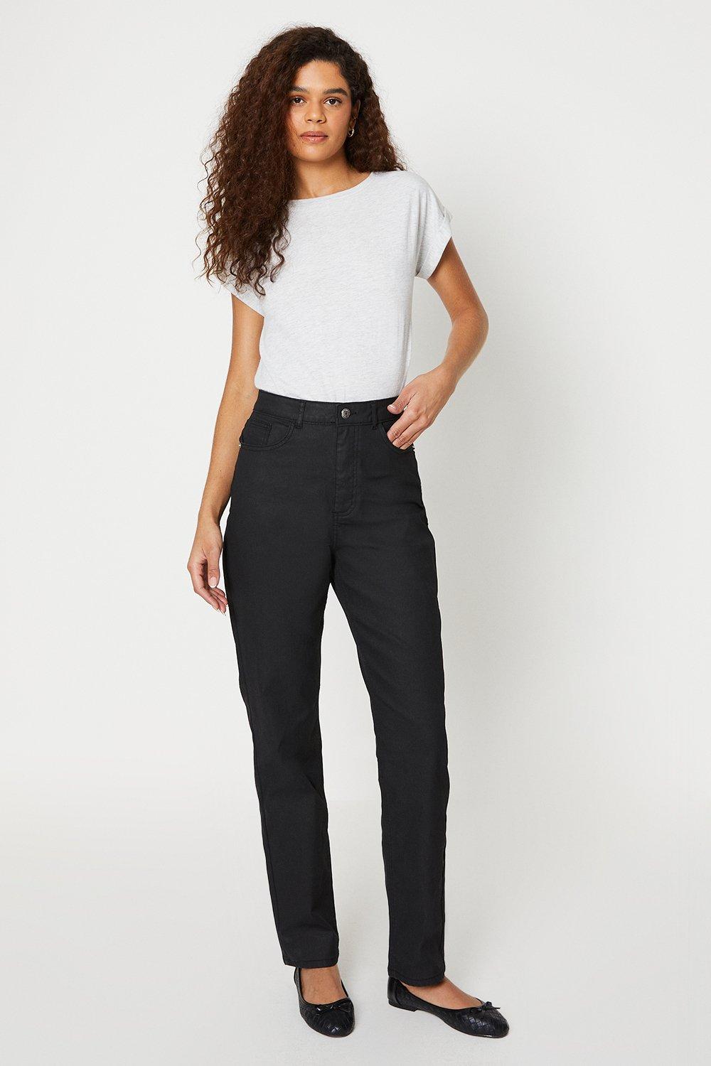 Coated straight leg jeans on sale womens