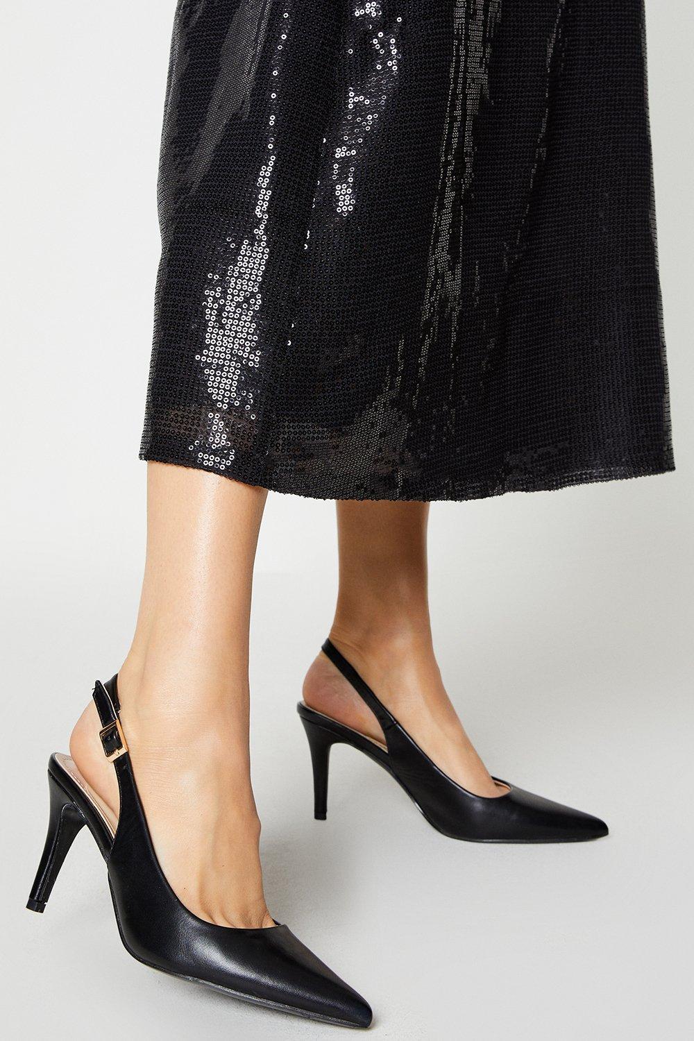 Women's Eden Comfort Stiletto Heel Sling Back Court Shoes - black - 3