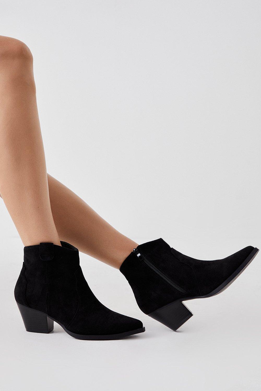 Boots | Mabel Low Block Heel Western Boots | Dorothy Perkins