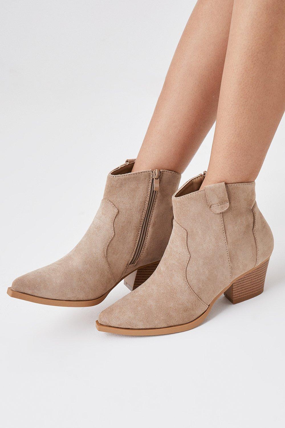 Women’s Mabel Low Block Heel Western Boots - taupe - 5